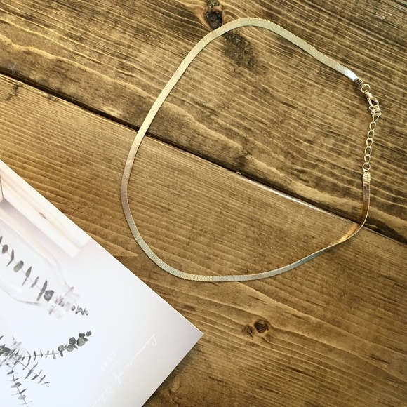 Flat Snake Gold Chain Minimalist Choker Necklace - Picture 6 of 8